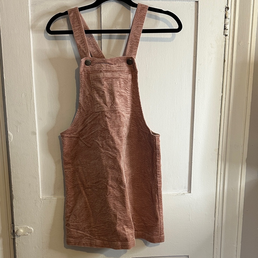 Pink Corduroy Overall Dress